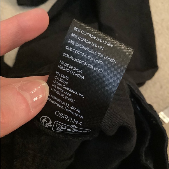 New Free People Sweet Talk Black Wide Leg Chino Pants Cotton & Linen Sz 8 Medium - Picture 12 of 16